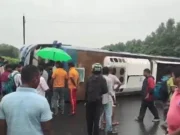 Bus overturns in Jajpur of Odisha, more than 30 people injured Bus overturns in Jajpur