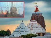 Youth climbs to the top of Puri Srimandir, detained by police Youth climbs to the top of Puri Srimandir