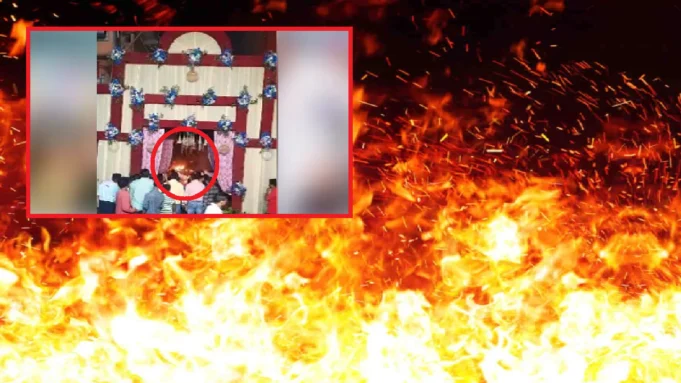 Fire in Ganesh Puja pandal in Sambalpur Fire in Ganesh Puja pandal in Sambalpur