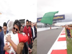 CM Vijay meets Ajith and waves flag in Le Mans Cup at Silverstone, video goes viral CM Vijay meets Ajith