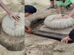 Mysterious buried temple in Ganjam emerges from the waves at Podampeta Sea Beach buried temple in ganjam