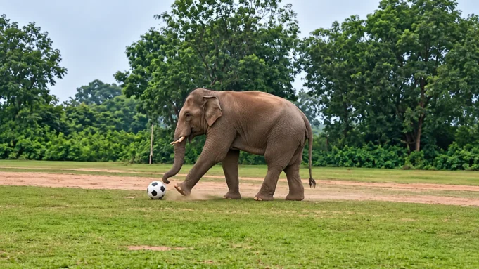 elephant plays football in mayurbhanj elephant plays football in mayurbhanj