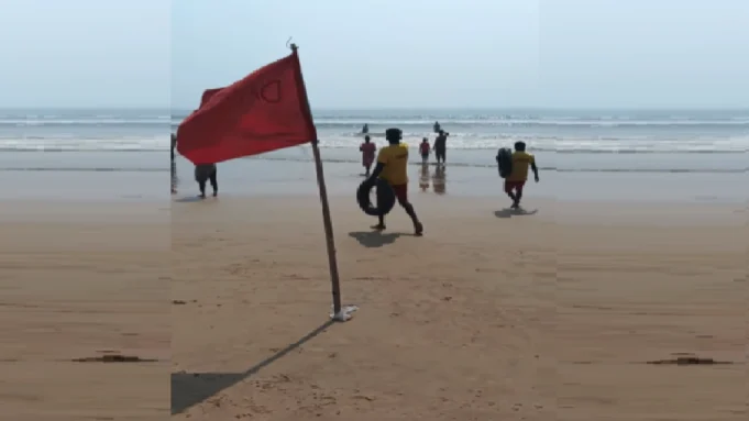 red flag at puri beach red flag at puri beach