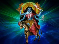 Goddess Durga as Maa Kalratri, her fiercest and darkest of all the 9 forms Durga as Maa Kalratri