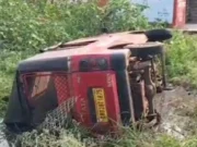 School van accident in Jajpur: Close shave for 15 students School van accident in Jajpur